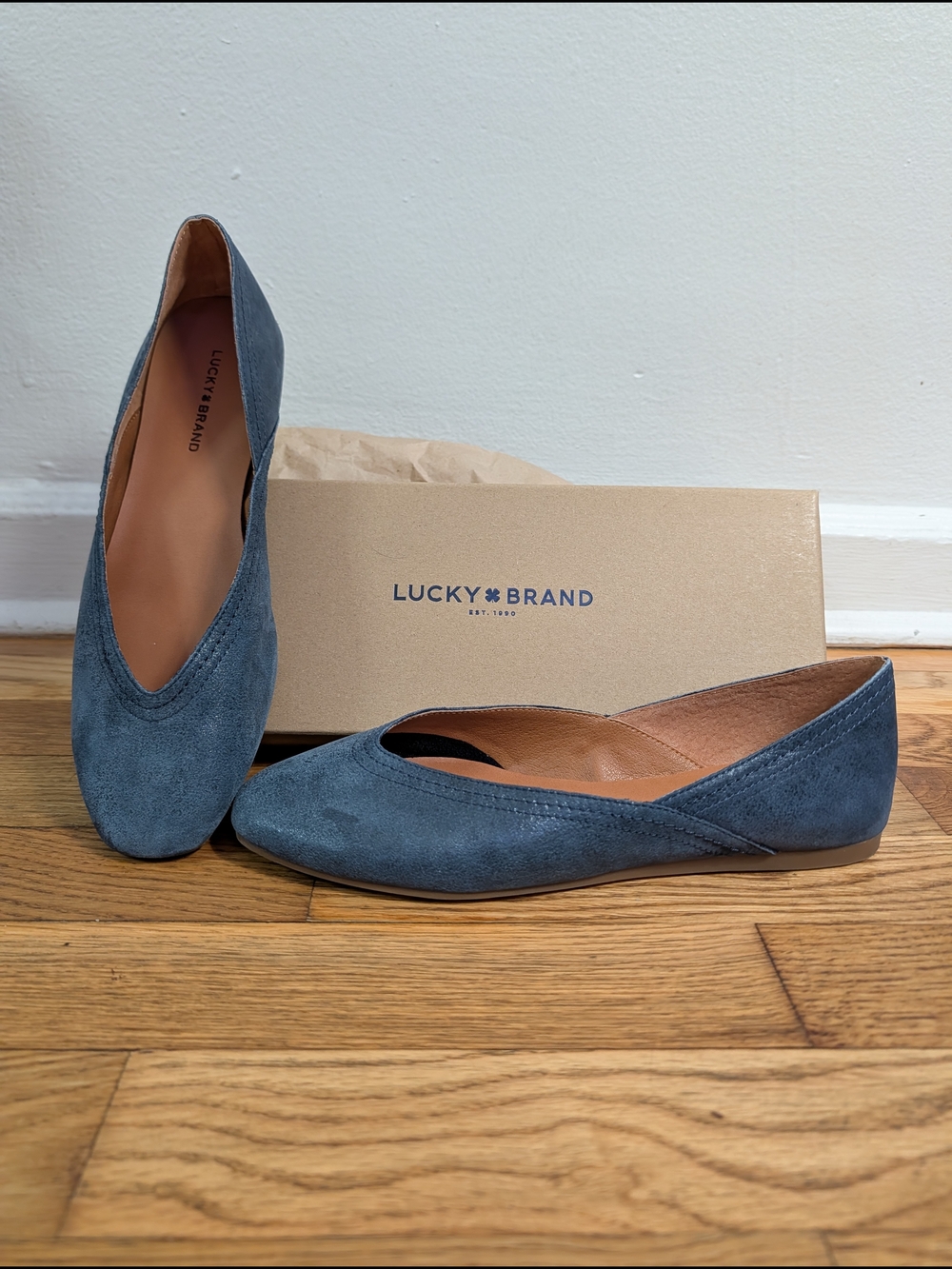 Lucky Brand Navy Suede Pointed-Toe Slip-On Flats 8.5 New